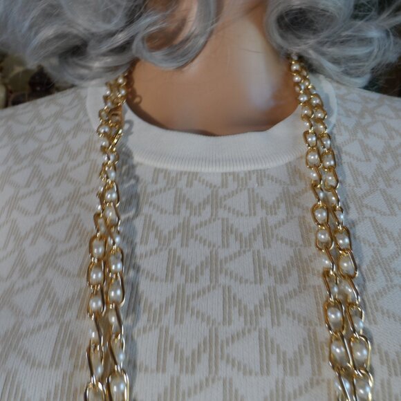 New Michael Kors Beige/Cream Logo Pattern Knit Skirt Suit Size M - Picture 9 of 16